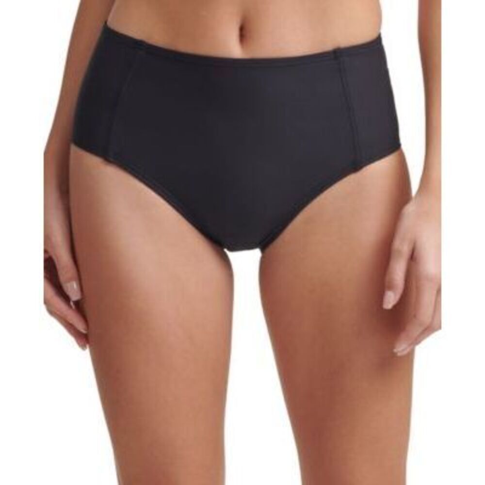 DKNY Womens Bikini Bottoms Seamed High Waist Solid Black XS
